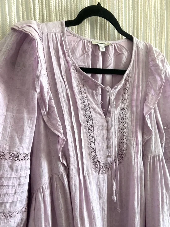 AE Pintuck Ruffle Babydoll Mini
Dress Lilac Ruffle Tiered Dress Spring Cottage - Picture 4 of 12